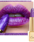 Oulac Purple Lipstick for Women with Metallic 3D Shine, Lightweight Hydrating Formula, High-Impact Lip Color, Vegan Beauty, Full Coverage Lip Makeup, Royal Sash (16)
