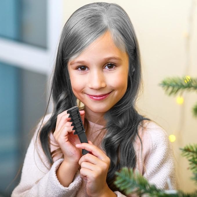 MSDADA New Hair Chalk Comb Temporary Hair Color Dye for Girls Kids with Light Color Hair, Washable Hair Chalk for Girls Age 4 5 6 7 8 9 10 Birthday Cosplay DIY, Christmas, New Year (Black & White)