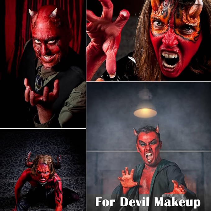 MEICOLY Black White Red Face Body Paint with Setting Powder and Sponges,Clown White Devil Joker Face Paint Makeup,Waterbased Body Paint,Halloween Face Painting for Vampire Skeleton Spiderman