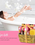 Bath & Body Gift Set, Luxury Home Spa Bath Gift Basket Citrus & Pink Grapefruit Spa Kit Gift Woman, 11 Pcs Self Care Kit Gifts With Bubble Bath, Massage Oil, Bath Brush, Birthday Gifts for Women