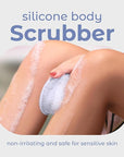 MainBasics Silicone Body Scrubber – Dual-Sided Shower Exfoliator for Men & Women, Gentle Silicone Loofah Alternative for Deep Clean (Frosted Sky, Exfoliate)