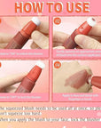 3 Color Blush Beauty Wand, Soft Matte Lightweight Face