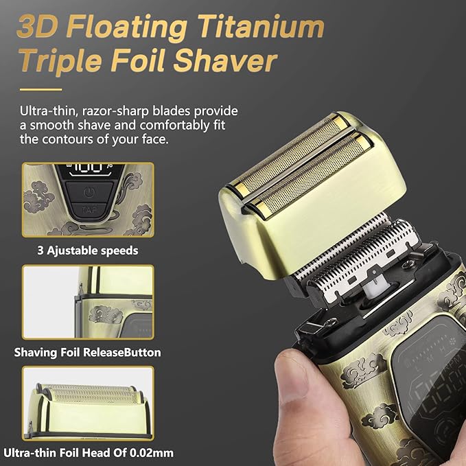 Hair Clippers for Men Professiona,3 in 1 T-Blade Barber Clippers and Trimmers Set for Barber kit, Mens Cordless Hair Clippers, Beard Trimmer for Men