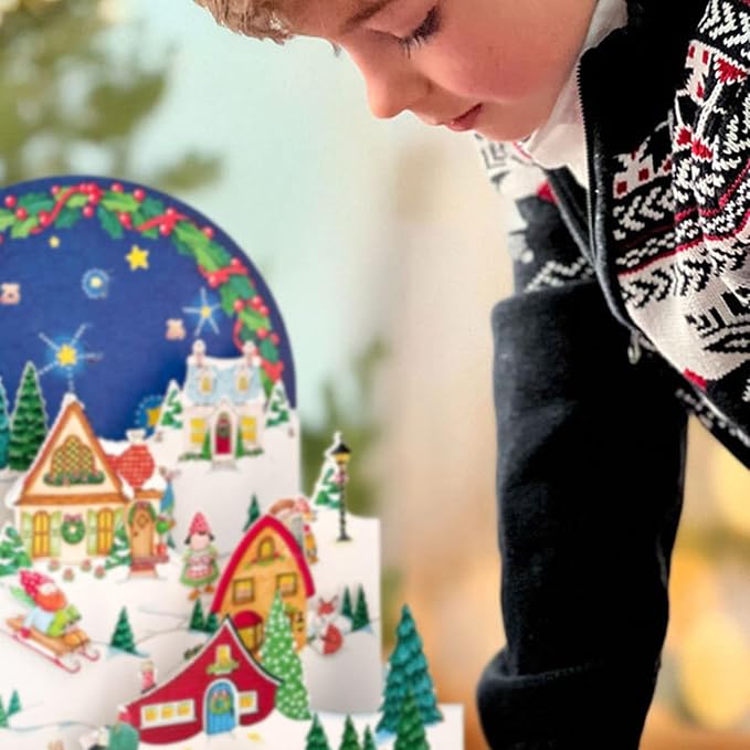 Freshcut Paper 2025 Advent Calendar, Mary Engelbreit's Christmas Village, Pop Up 3D Greeting Cards, Paper Advent Calendar for Adults, Christmas Gifts, Holiday Cards with Blank Notecard & Envelope
