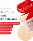 Medicube Red Succinic Acid Panthenol Facial Peeling Pads - Exfoliating Toner Pads for Breakout-Prone Skin with Niacinamide, AHA, BHA, and Soothing Panthenol - Non-Comedogenic