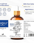 HIQILI Rose Essential Oil 1 Fl Oz, 100% Natural Therapeutic Grade for Aromatherapy, Diffuser, Skin Care, Massage, Includes Premium Quality Glass Dropper