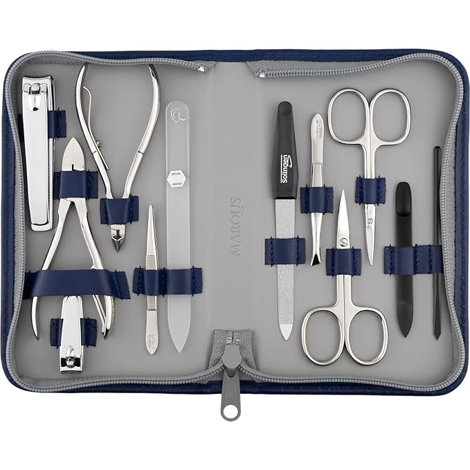 Manicure Set Women and Men – 12-Piece Professional Grooming Kit with Premium Tools, Genuine Leather Case, and exclusive Glass Nail File for Hand & Foot Care, German Quality