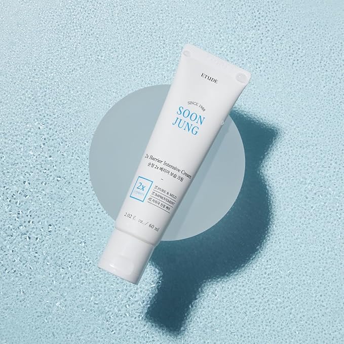 ETUDE SoonJung 2x Barrier Intensive Cream 60ml (21AD) | Hypoallergenic Shea Butter Hydrating Facial Cream for Sensitive Skin, Water-oil Balance & Panthenol for Damaged Skin | Korean Skin Care