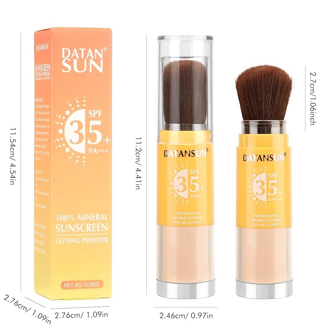 Mineral Powder Sunscreen Setting Makeup - SPF 35 Brush On Sunscreen for Face & Scalp & Hair, Natural Matte Loose Finishing Powder, Oil Control Lightweight Breathable (#01 White)