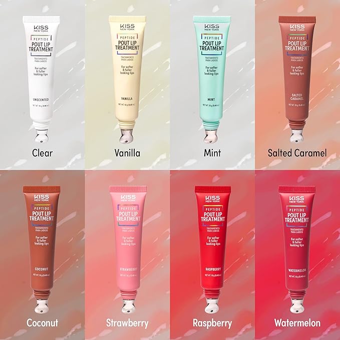 KISS NEW YORK Peptide Lip Treatment, Hydrating & Non-Sticky Tinted Plumping Balm, Shea Butter, Castor Oil & Squalane Reduces Look of Fine Lines, Fuller Lips with Cooling Metal Tip (Salted Caramel)