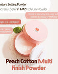 SKINFOOD Peach Cotton Multi Finish Powder 5g - Korean Peach Extract & Calamin Sebum Control Face Powder - Silky Setting Powder - Setting Powder for Oily Skin - Sweet Peach Scent for Soft Skin