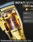 FADEKING® Professional Hair Clippers for Men - Cordless Hair Clippers, LCD Display Barber Clippers for Hair Cutting & Mens Grooming with Travel Case (Gold+Bronze)