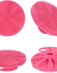 INNERNEED Food-Grade Soft Silicone Body Scrubber Shower Brush Handheld Cleansing Skin Brush, Gentle Exfoliating and Lather Well (Pink)