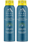 Oars + Alps Sunscreen Spray for Face & Body, SPF 70 Spray Sunscreen Infused with Vitamin C & Antioxidants, No White Residue, Water & Sweat Resistant, All Skin Types, Lightweight, Hydrating, 6oz, 2pk