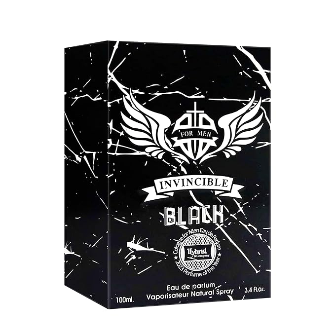 Hybrid & Company Invincible Black For Men Pour Homme Eau De Toilette Natural Spray 3.4FL.OZ