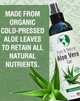 Earth’s Daughter Organic Aloe Vera Gel from Fresh Cut 100% Pure Organic Aloe leaves – Fast Absorbing for Face, Skin, Hair & Body – Vegan, Unscented, Natural - 8 Oz USA Made
