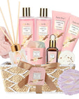 Bath and Body Gift Baskets for Women, 12 Pcs Vanilla Oat Spa Gifts for Women. Bath Gift Set Enriched Shea Butter. Home Spa with Shower Gel, Body Oil, Saint Roy Gifts for Mom