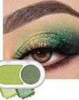 Erinde Green Eyeshadow Palette Duo - Bright Dark Green Shimmer Metallic Glitter Eye Shadow Makeup Palette, Long Lasting Waterproof Blendable Crease & Smudge Proof Forest-Green Christmas Makeup, 02