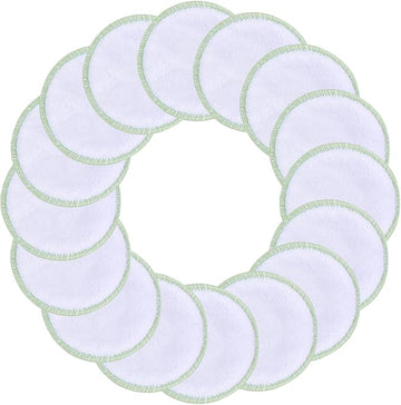 SUNLAND Reusable Makeup Remover Pads for Face,Eye,Lips 16 Pack Microfiber Face Cleansing Gloves Washable with Laundry Bag and Travel Bag Rounds Toner Pads（Round 3.15inchx16 White）