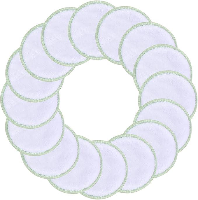 SUNLAND Reusable Makeup Remover Pads for Face,Eye,Lips 16 Pack Microfiber Face Cleansing Gloves Washable with Laundry Bag and Travel Bag Rounds Toner Pads（Round 3.15inchx16 White）