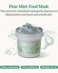 SKINFOOD Mask Pear Mint 120g - Facial Pore Cleanser, Soothing & Hydrating Body Skin - Pore & Sebum Clearing, Cooling Bubbles Scrub Wash Off Face Masks w/Rice Powder - Shower-Proof Texture (4.23 oz)