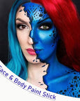 CCbeauty Neon Blue Face Paint Stick, UV Blue Face Painting Kit, Full Coverage SFX Makeup Foundation, Professional Non-Toxic Body Paint for Halloween Costume Cosplay Party, Glow In The Dark Makeup