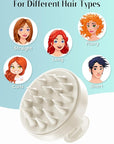 HEETA Scalp Massager Hair Growth, Soft Silicone Scalp Scrubber Shampoo Brush for Exfoliation, Dandruff Removal Head Massage Stress Relax, Wet & Dry Use for Thick Thin Curly Hair Care, Beige