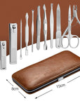 FAMILIFE Manicure Set, Professional Nail Kit Nail Clipper Set, 12PCS Stainless Steel Manicure Kit, with Brown Leather Travel Case Luxury Gifts for Him