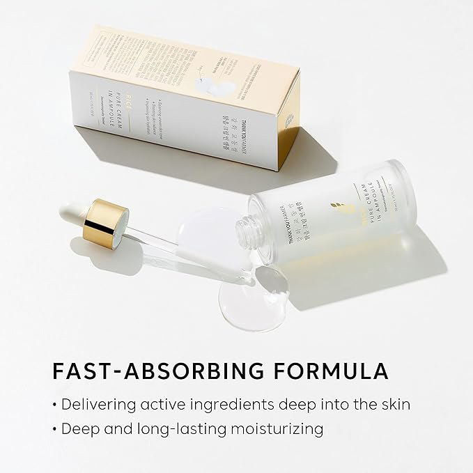 THANKYOU FARMER Rice Pure Cream In Ampoule, Double Layered Formula, Glass skin, Dermatologist Tested, Korean Rice Extracts, Niacinamide, Fragrance-Free, 1.75 fl.oz (50ml)