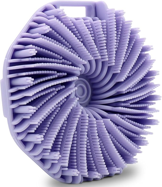 Silicone Body Scrubber，Exfoliating Body Scrubbers for use in Shower,Silicone Body Brush for Showering and Anti-Slippery Handles for All Skin Types (Purple)