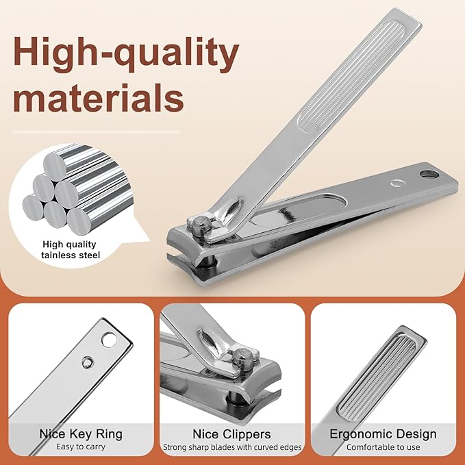 Premium Stainless Steel Nail Clippers Set - Travel Grooming Kit, 6pc Manicure/Pedicure Tools with PU Case - Unisex Gift for Men and Women(D-PinkA)