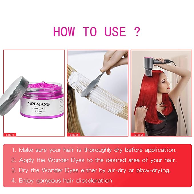EFLY Temporary Hair Color Chalk For Kids, Hair Wax Color For 4 5 6 7 8 9 Year Old Girl Gifts, Birthday,Party, Cosplay DIY, Children's Day, Halloween, Christmas (4, Red Purple Blue Pink)