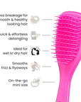 Tangle Teezer Ultimate Detangler Hairbrush, Eliminates Knots & Reduces Breakage, Mini Hair Brush for Travel, Small Hands & All Hair Types, Runway Pink