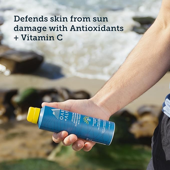 Oars + Alps Hydrating SPF 70 Sunscreen Spray, Infused with Vitamin C and Antioxidants, Water and Sweat Resistant, 6 Oz, 2 Pack