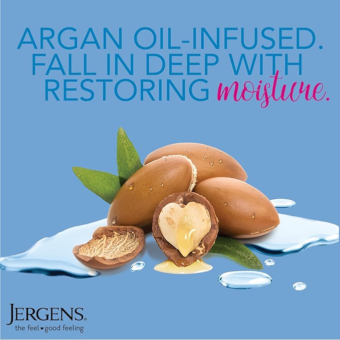 Jergens Wet Skin Body Moisturizer with Restoring Argan Oil, 4X Healthier Looking Skin, Fast-Absorbing, Non-Greasy, Dermatologist Tested, 10 Oz, Pack of 4