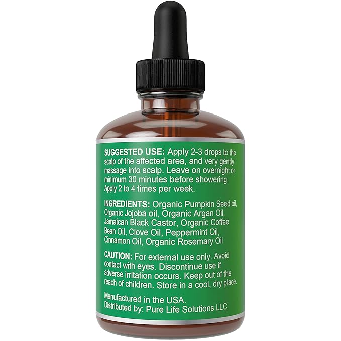 Clove, Rosemary, Peppermint & Jamaican Black Castor Oil Serum - Vegan Hair Growth Treatment for Thickening, Moisturizing & Strengthening Weak Hair, 2oz