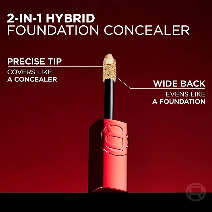 L'Oreal Paris Infallible Skin Ink 2-in-1 Foundation Concealer Hybrid Face Makeup, up to 48HR Transfer-Resistant with Buildable Light to Full Coverage, 130 Medium Cool