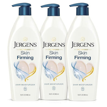 Jergens Skin Firming Lotion for Dry to Extra Dry Skin, Body Lotion with Collagen and Elastin Moisturizer, Tightening Cream for Body, Smoothes and Tones, Dermatologist Tested, 16.8 Oz (Pack of 3)