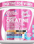 Creatine for Women | Creatine Monohydrate + BCAA Powder Myo-Inositol Collagen Biotin Hyaluronic Acid Folate L Glutamine Vitamin D3 Iron Zinc D-Chiro-Maca Digestion Shelf Builder by Clean Nutra