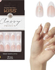 KISS Classy Nails Premium, Press-On Nails, Nail glue included, 'Highlights', French, Medium Size, Almond Shape, Includes 30 Nails, 2g glue, 1 Manicure Stick, 1 Mini File