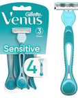 Gillette Venus Simply 3 Sensitive Women's Disposable Razors, Pack of 1 with 4 razors