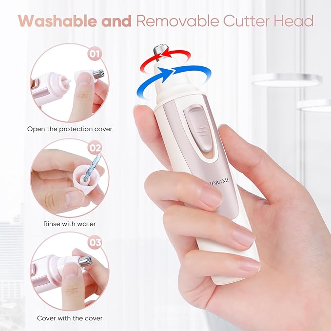 Ear and Nose Hair Trimmer Clipper - 2025 Professional Painless Eyebrow & Facial Hair Trimmer for Men Women, Battery-Operated Trimmer with IPX7 Waterproof, Dual Edge Blades for Easy Cleansing Rose Pink