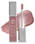 Pure Illumination Light-Up Lip Gloss with LED-Lit Applicator Brush + Side Mirror, Non-Sticky, Moisturizing Hydrating Lip Glosses with Lanolin, Jojoba Oil, & Vitamin E, Classy