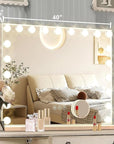Hollywood Vanity Mirror with Lights, 21 Dimmable Bulbs, 3 Color Lights,Make Up Lighted Mirror, Aluminum Metal Frame, USB Charging Port（40" x 30"）
