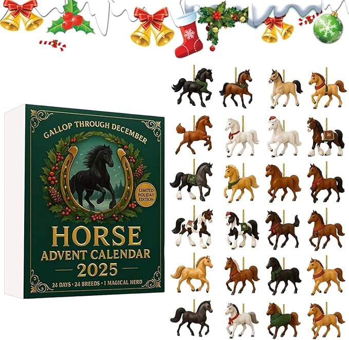 2025 Year of the Horse Advent Calendar - 25-Day Mystery Blind Box Ornaments, Acrylic Christmas Countdown Tree Decor for Home, Holiday Gift for Teens & Adults
