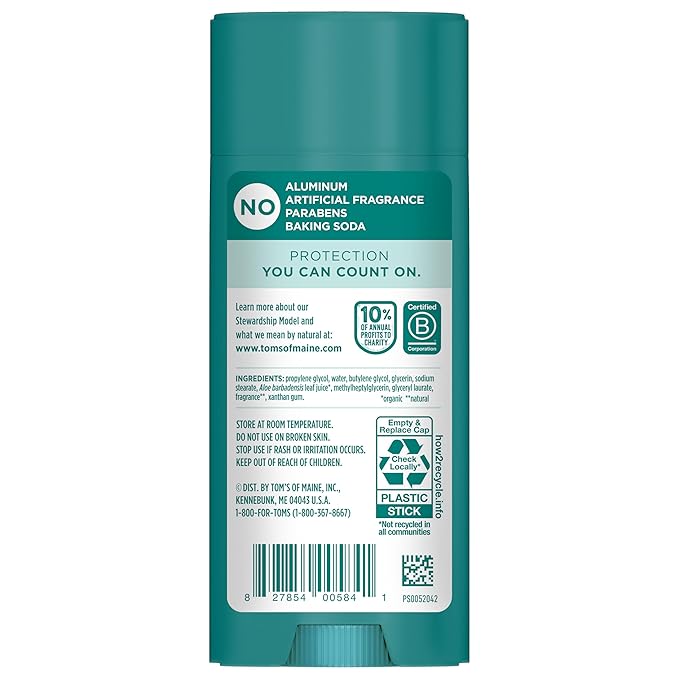 Tom's of Maine Sandalwood Vanilla Aluminum Free Natural Deodorant For Women & Men | Goes on Clear | Odor & Wetness Protection | Naturally Derived and Moisture-Locking Ingredients | 3.25 oz (2 Pack)