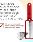 Microplane Colossal Foot File, Red and Black - The Original Stainless-Steel Foot Scraper, Dead Skin/Callus Remover for Feet, Foot Scrubber, Pedicure Tools for Salon-Quality Foot Care (2 Piece Set)