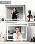 ROLOVE 23x18 Inch Vanity Mirror with Lights, 3-Color Modes, Dimmable LED Mirror with Touch Control - Large Makeup Mirror for Dressing Room (Wall/Tabletop Mount)