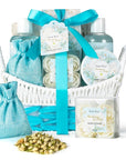 Mother's Day Gift for Mom Spa Gift Baskets for Women, Gardenia Tulip Home Spa Kit with Cosmetic Bag gift woman. Bath & Body Basket Set 8Pcs Bath and Body Gifts Set, Luxury Gift Basket