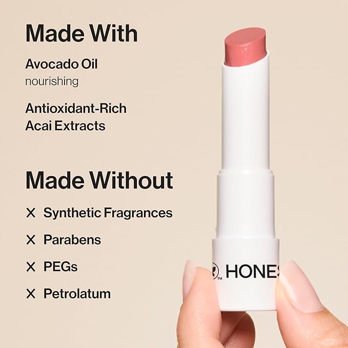 Honest Beauty Moisturizing Vegan Tinted Lip Balm | Antioxidant-rich Acai Extracts + Avocado Oil | Paraben Free + Cruelty Free | Dragon Fruit